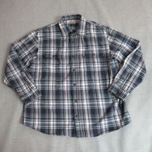 CE Schmidt Workwear Shirt Mens Size XL Blue Gray Plaid Flannel Outdoor Cabincore